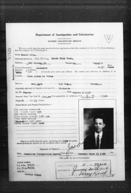 C.I.44 form of Louie Song, 1924; RG76-D-2, Reel T-16181, Image 01453